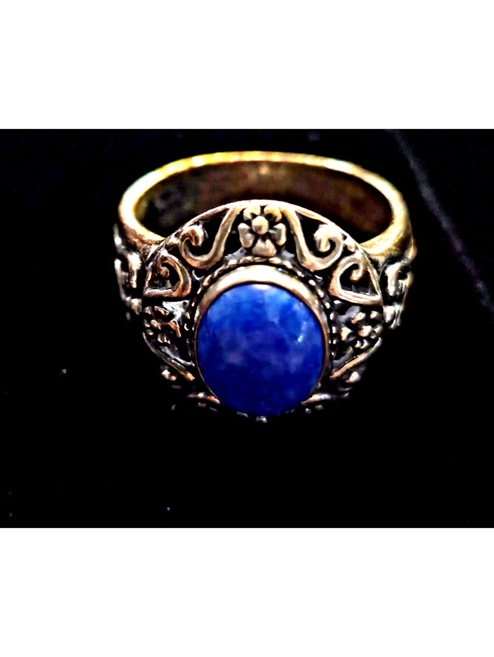 Carolyn Pollack Relios Sterling Silver Denim Lapis Filigree Ring Sz 8 NOS 2005